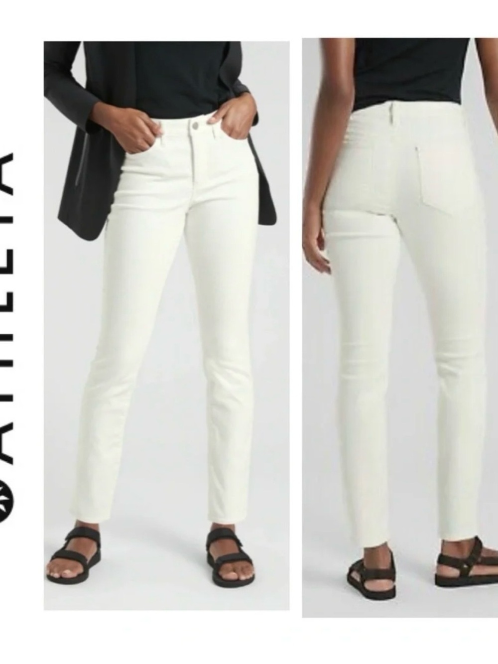 Athleta Skulptek White High-Rise Skinny Jeans Sporty Athleisure Active Bodycon